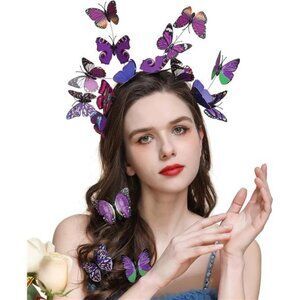 Butterfly Fascinator Headband Purple